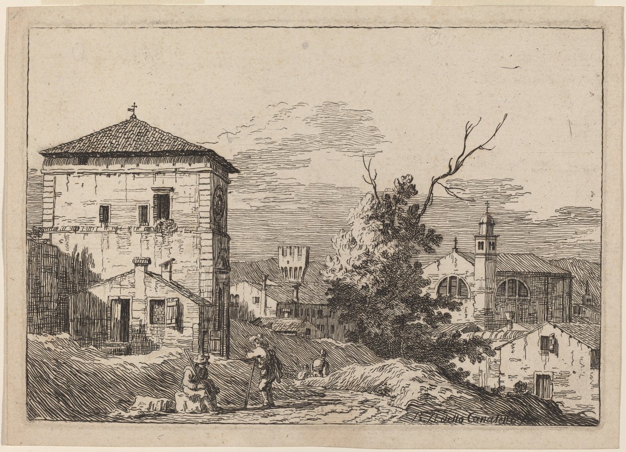 景观与枯树 作者 贝尔纳多·贝洛托（Canaletto）