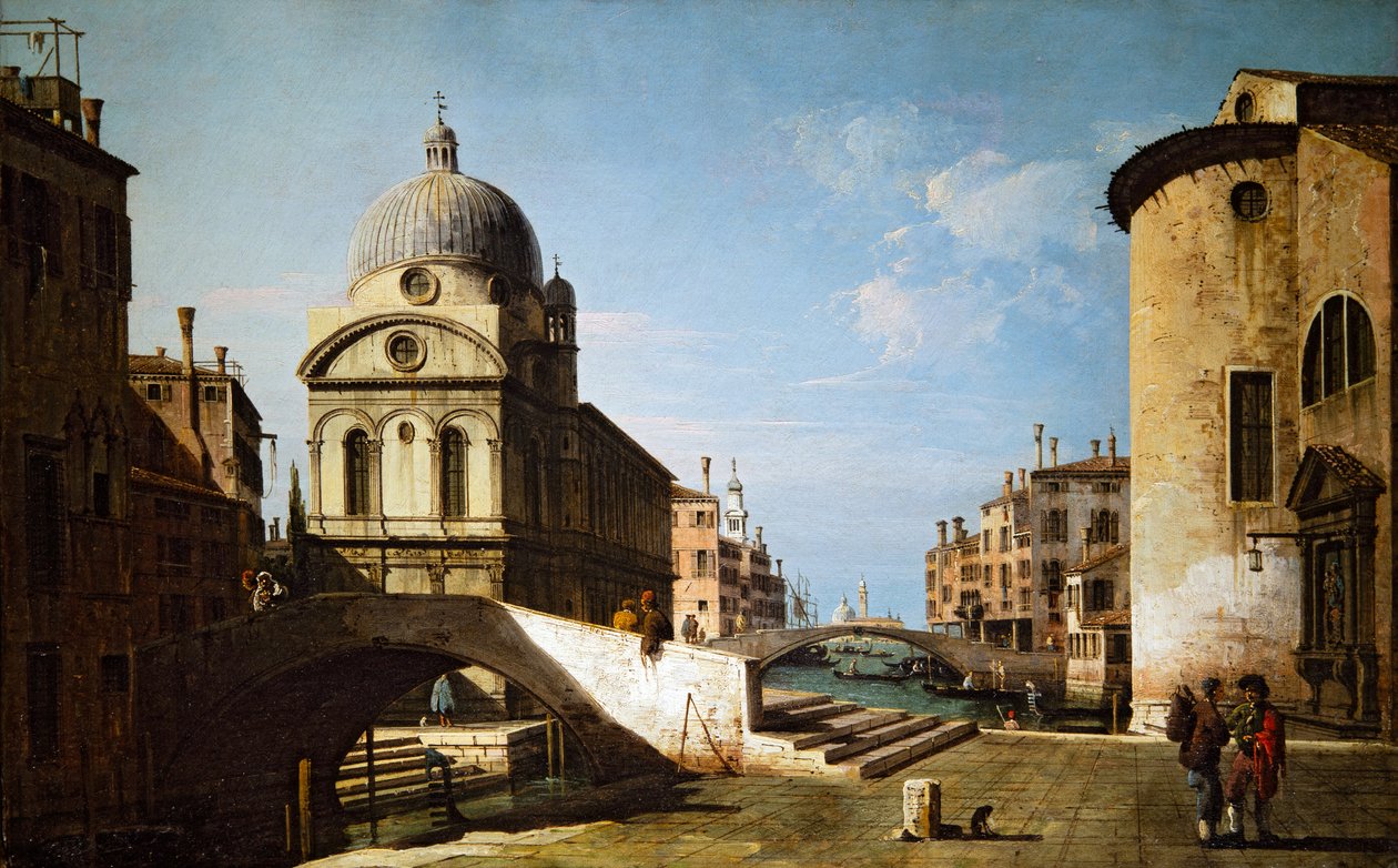 圣母玛丽亚与新圣母玛丽亚的一部分，威尼斯 作者 贝尔纳多·贝洛托（Canaletto）