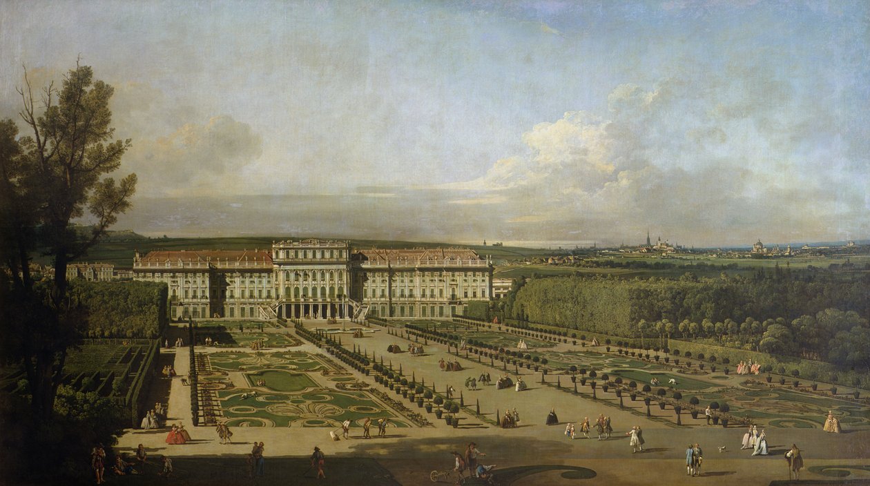 美泉宫和花园，1759-61 作者 贝尔纳多·贝洛托（Canaletto）