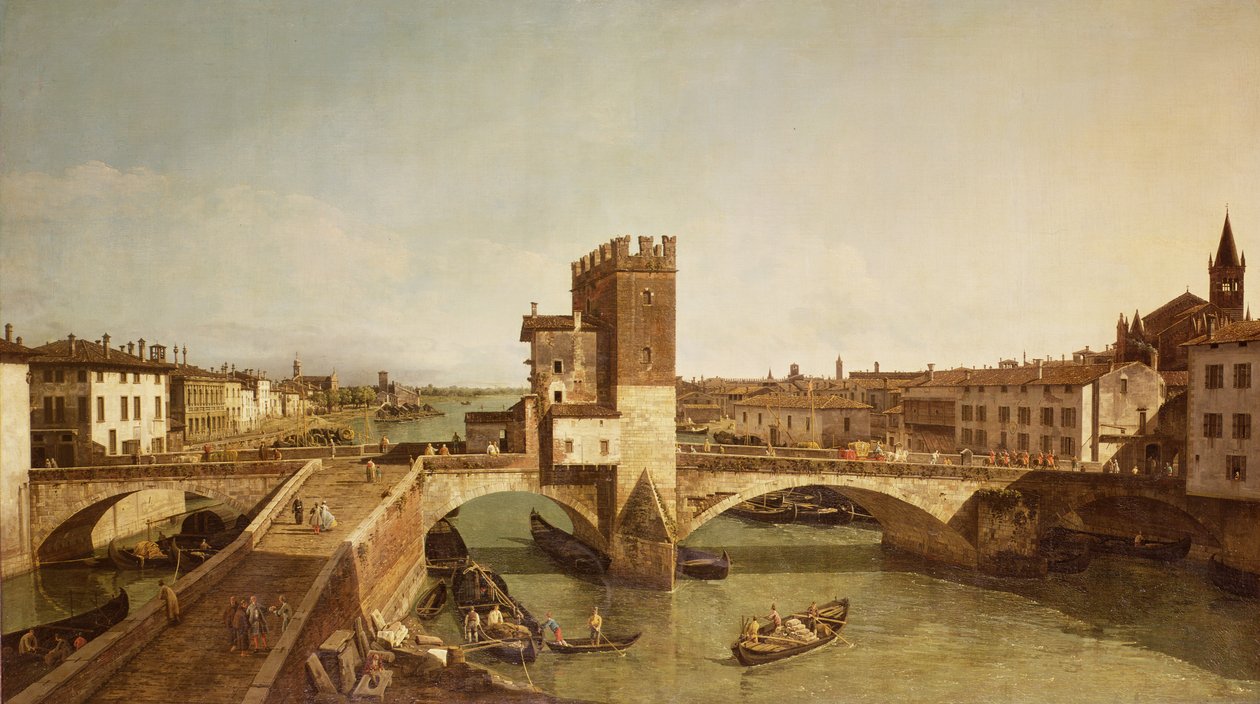 维罗纳Delle Navi桥 作者 贝尔纳多·贝洛托（Canaletto）