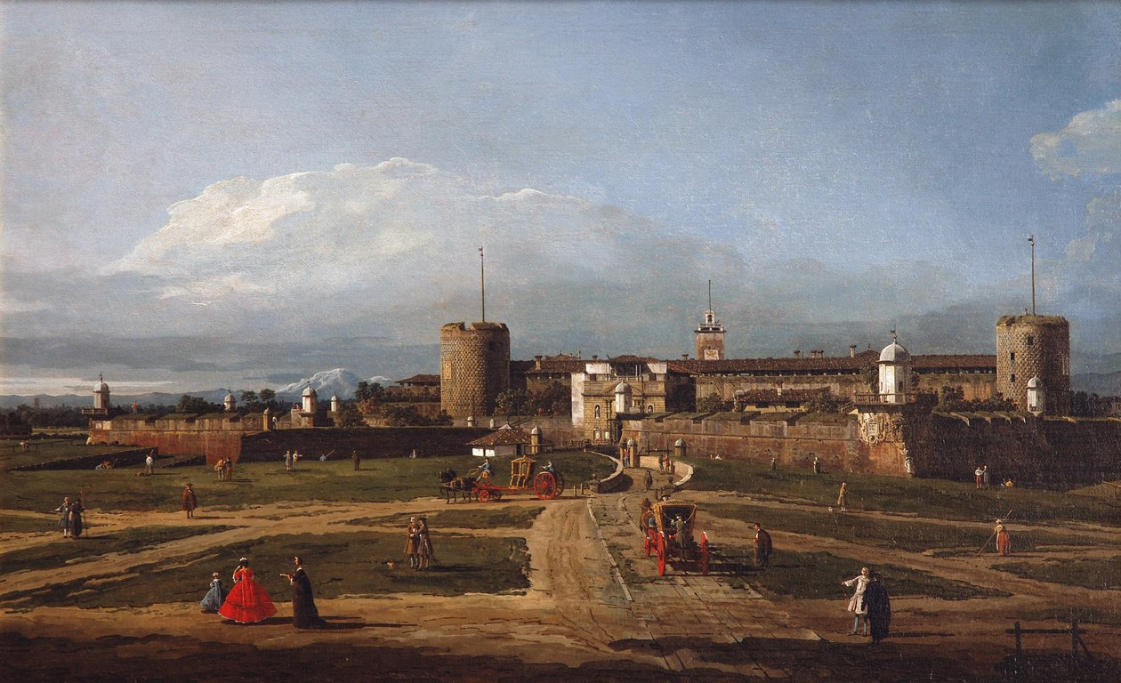 米兰的斯福尔扎城堡（Castello Sforzesco），约1744年 作者 贝尔纳多·贝洛托（Canaletto）