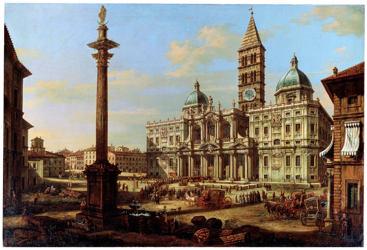 罗马圣玛丽亚广场教堂和教堂，1739年 作者 贝尔纳多·贝洛托（Canaletto）