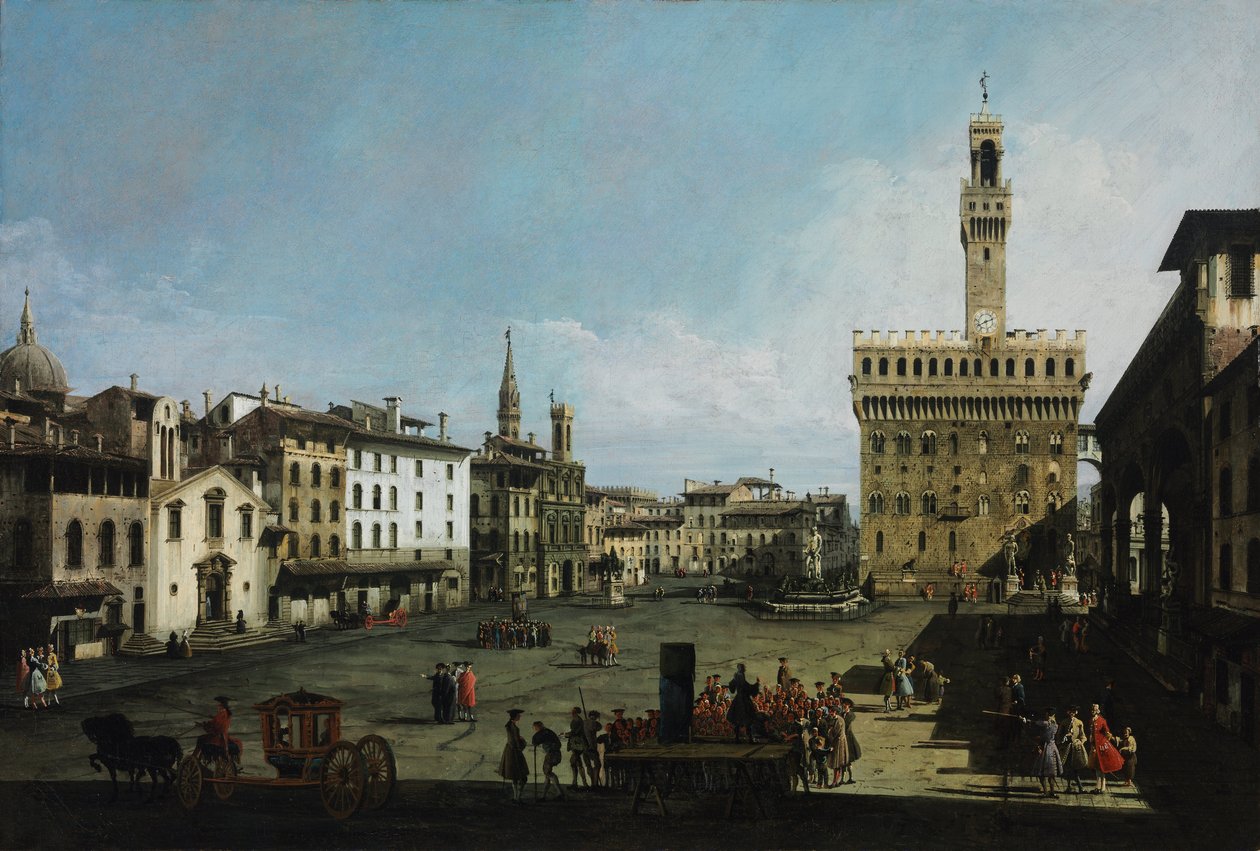 1742年在佛罗伦萨的德拉Signoria广场 作者 贝尔纳多·贝洛托（Canaletto）