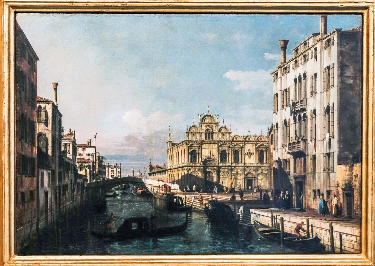 门迪坎蒂河和圣马可学校（布面油画） 作者 贝尔纳多·贝洛托（Canaletto）