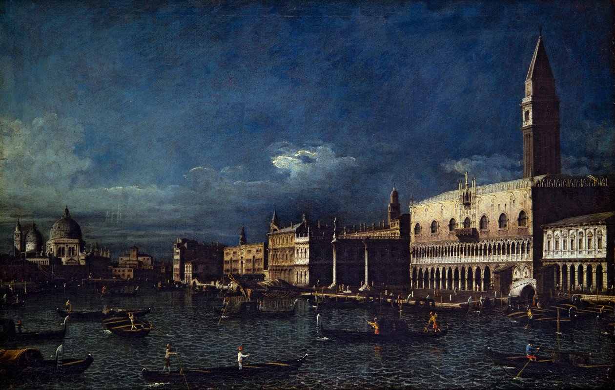 威尼斯双景，大运河和莫洛西望（帆布） 作者 贝尔纳多·贝洛托（Canaletto）