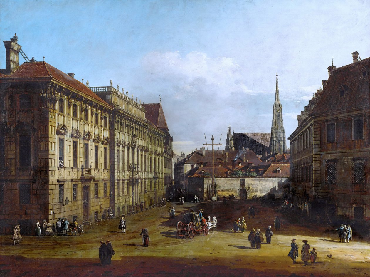 维也纳，Lobkowitzplatz，1758年至1761年之间 作者 贝尔纳多·贝洛托（Canaletto）