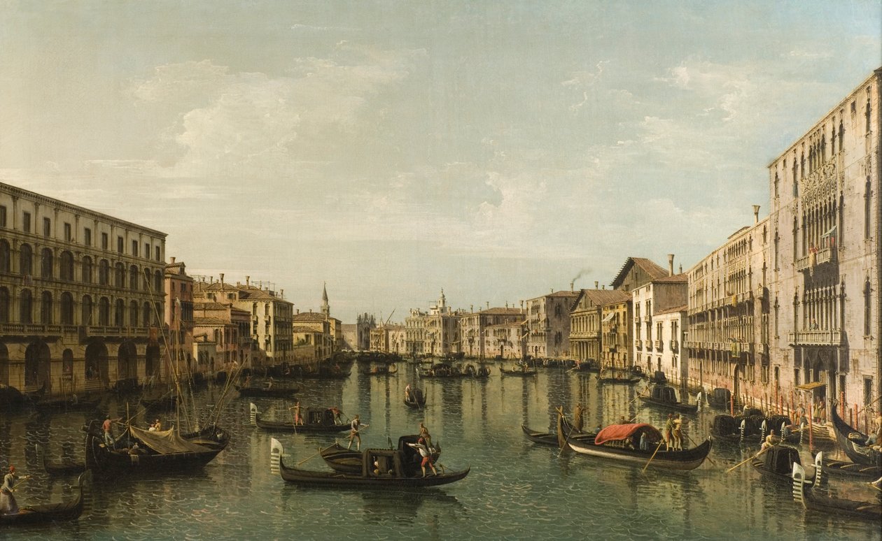 大运河与Palazzi Foscari和Moro Lin的视图 作者 贝尔纳多·贝洛托（Canaletto）