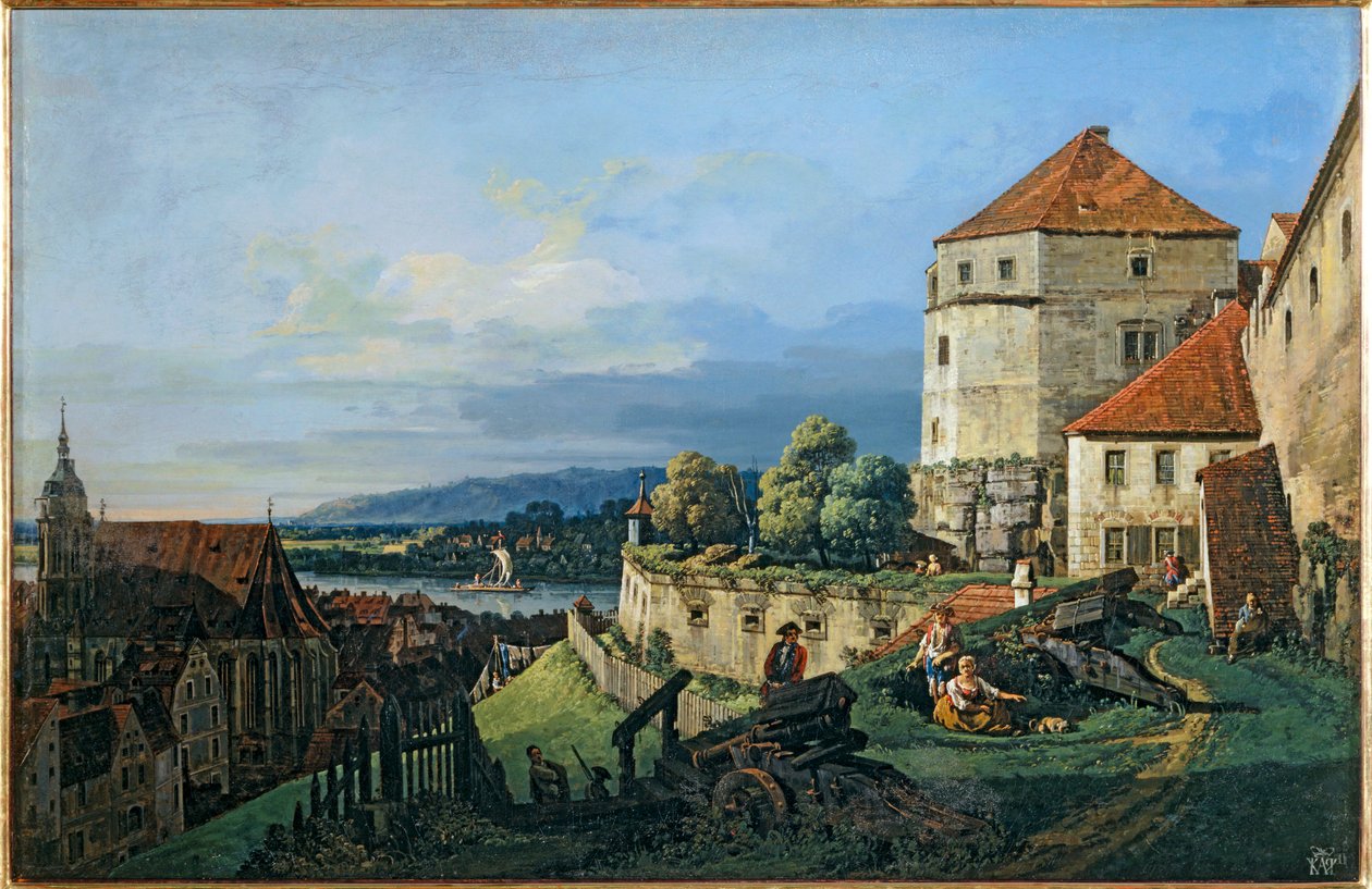 从松恩施泰因城堡俯瞰皮尔纳 ... 作者 贝尔纳多·贝洛托（Canaletto）