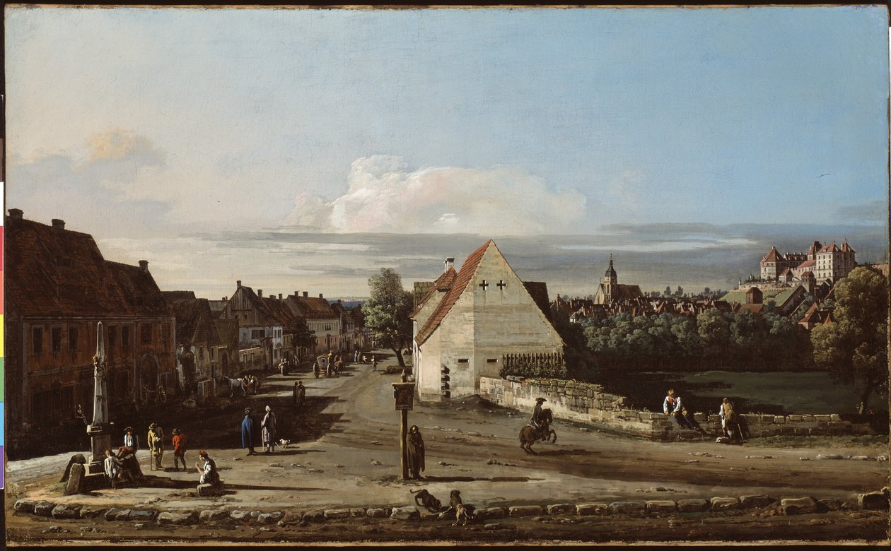 皮尔纳（Pirna）和索纳恩施泰因（Sonnenstein）堡垒的景观，1755-65年 作者 贝尔纳多·贝洛托（Canaletto）