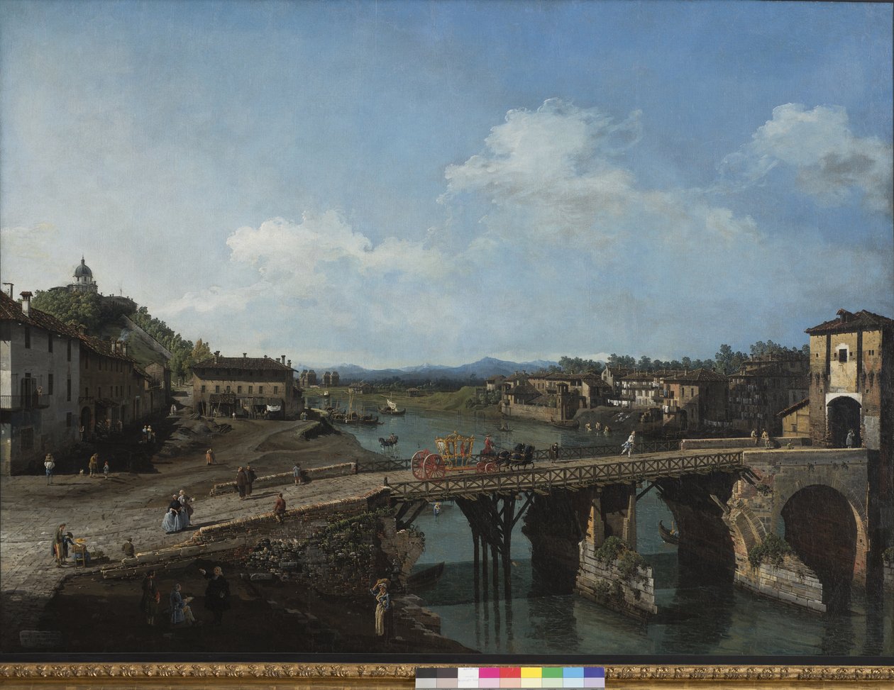 1745年都灵大埔古桥的景色 作者 贝尔纳多·贝洛托（Canaletto）