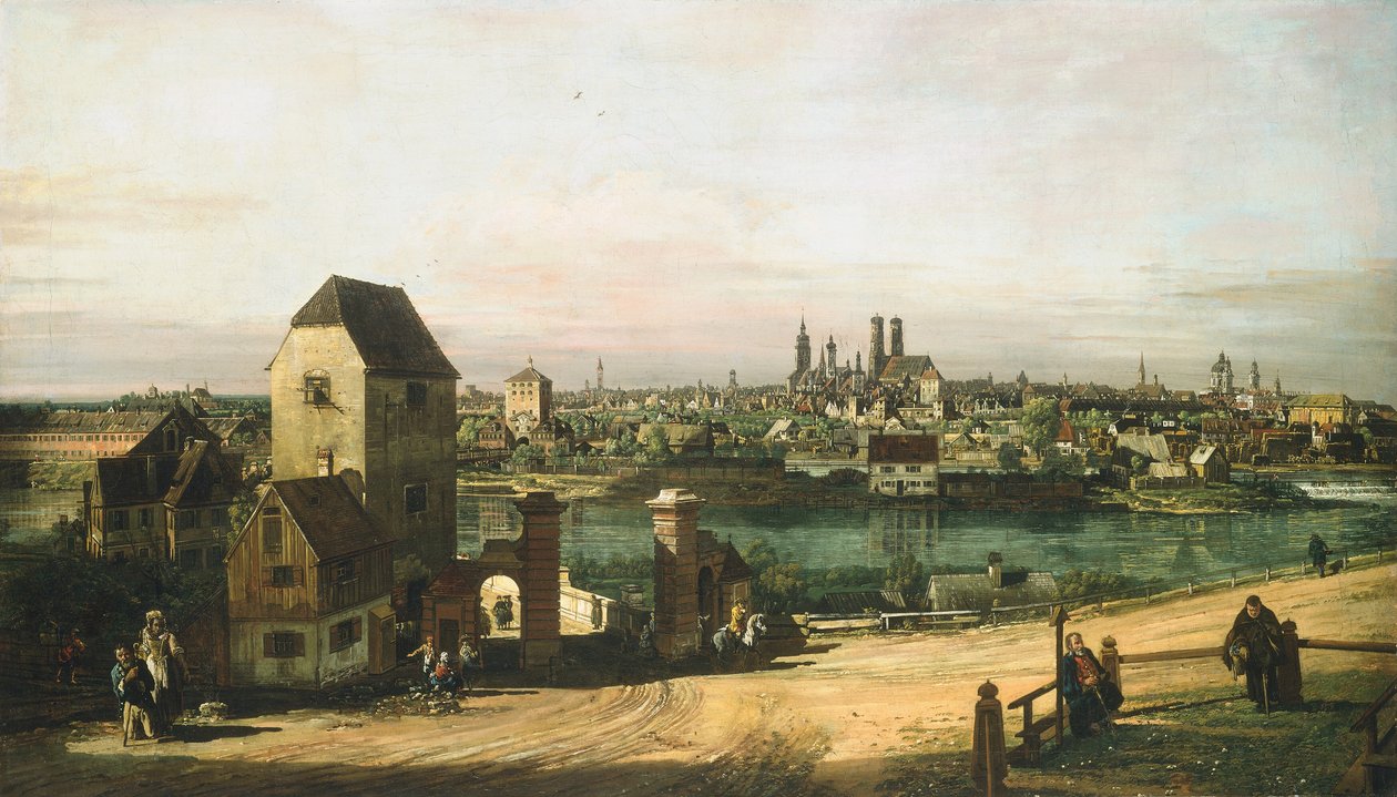 慕尼黑的景色 作者 贝尔纳多·贝洛托 (Bernardo Bellotto) 和车间