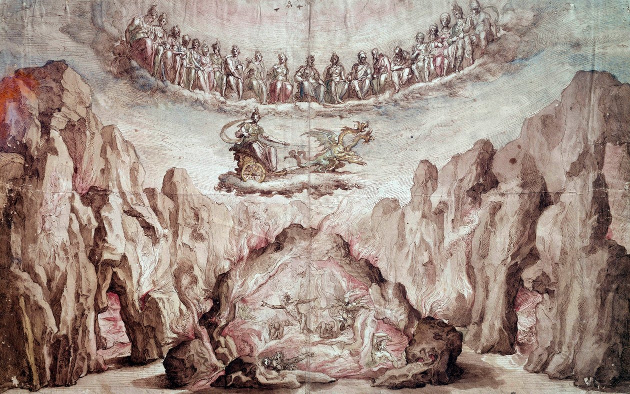中间人 Le Triomphe de Circe 的装饰和机械项目。 Bernardo Buontalenti dit delle Girandole (ca. 1523-1608) 的画作 0,46x0,72 米。 巴黎，卢浮宫博物馆 作者 伯纳多·邦塔伦蒂