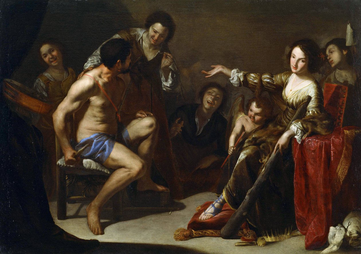 "Hercule et Omphale" Peinture de Bernardo Cavallino (1616-1656) vers 1640 Dim 127x180.3 cm 东京国立西洋美术馆 作者 贝尔纳多·卡瓦利诺