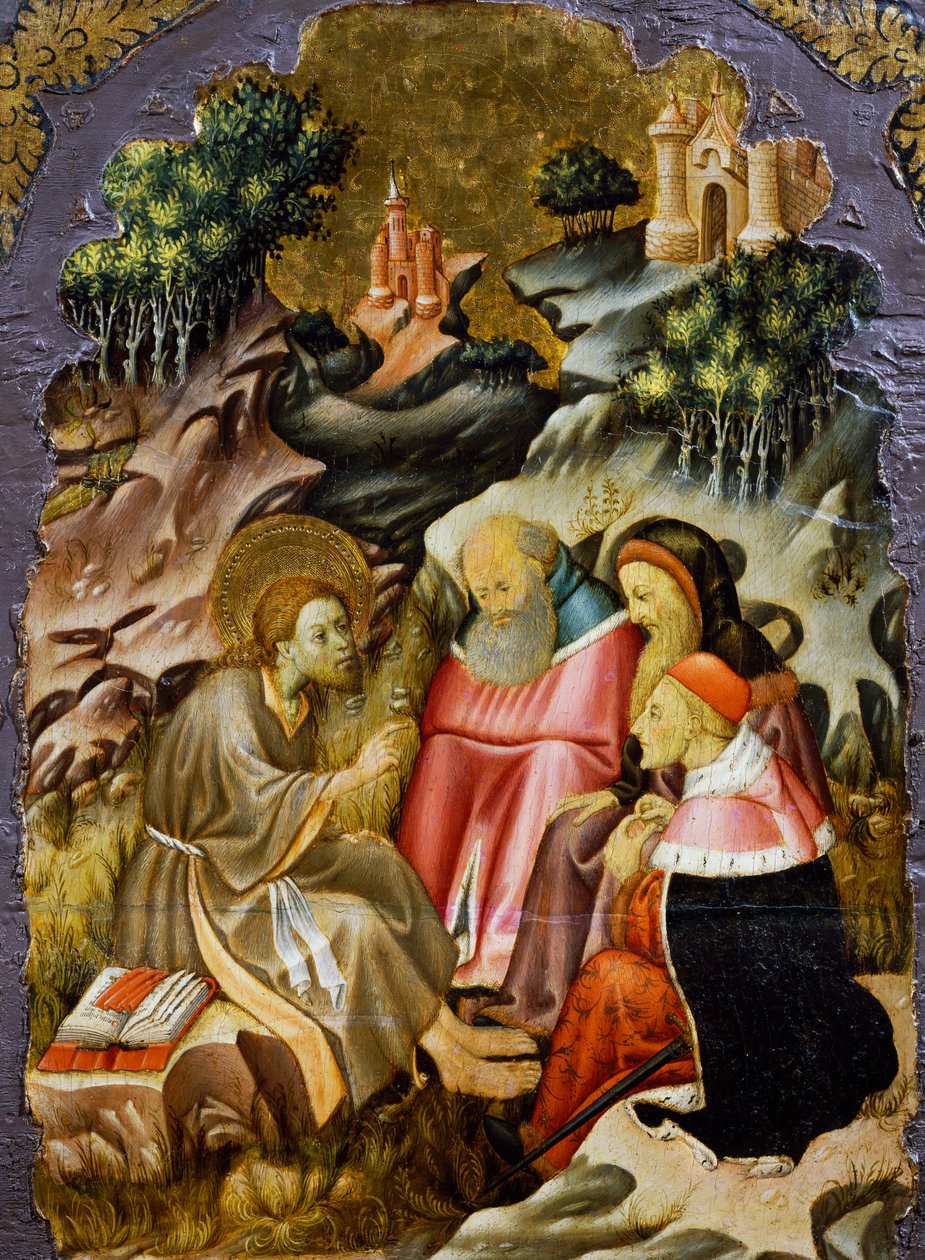 施洗者约翰的布道，维克大教堂祭坛画的细节，由Bernat Martorell（约1400-1452年）创作，绘于木板上。加泰罗尼亚的哥特式艺术。 作者 伯纳多·马托雷尔