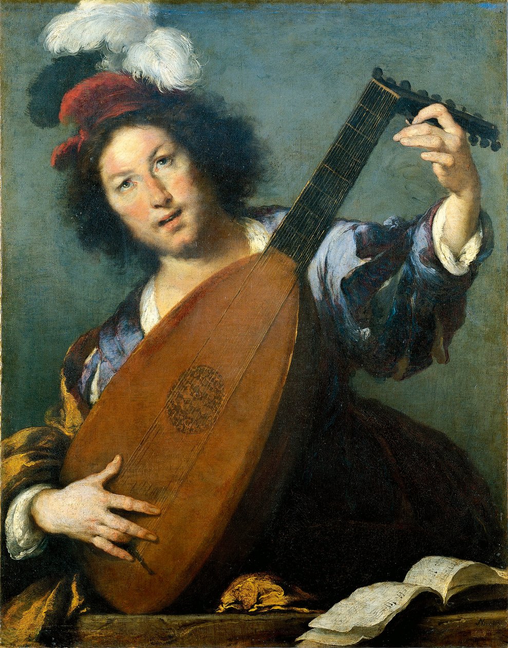 奥地利, 维也纳, 琵琶手 作者 贝尔纳多·斯特罗兹（Bernardo Strozzi）