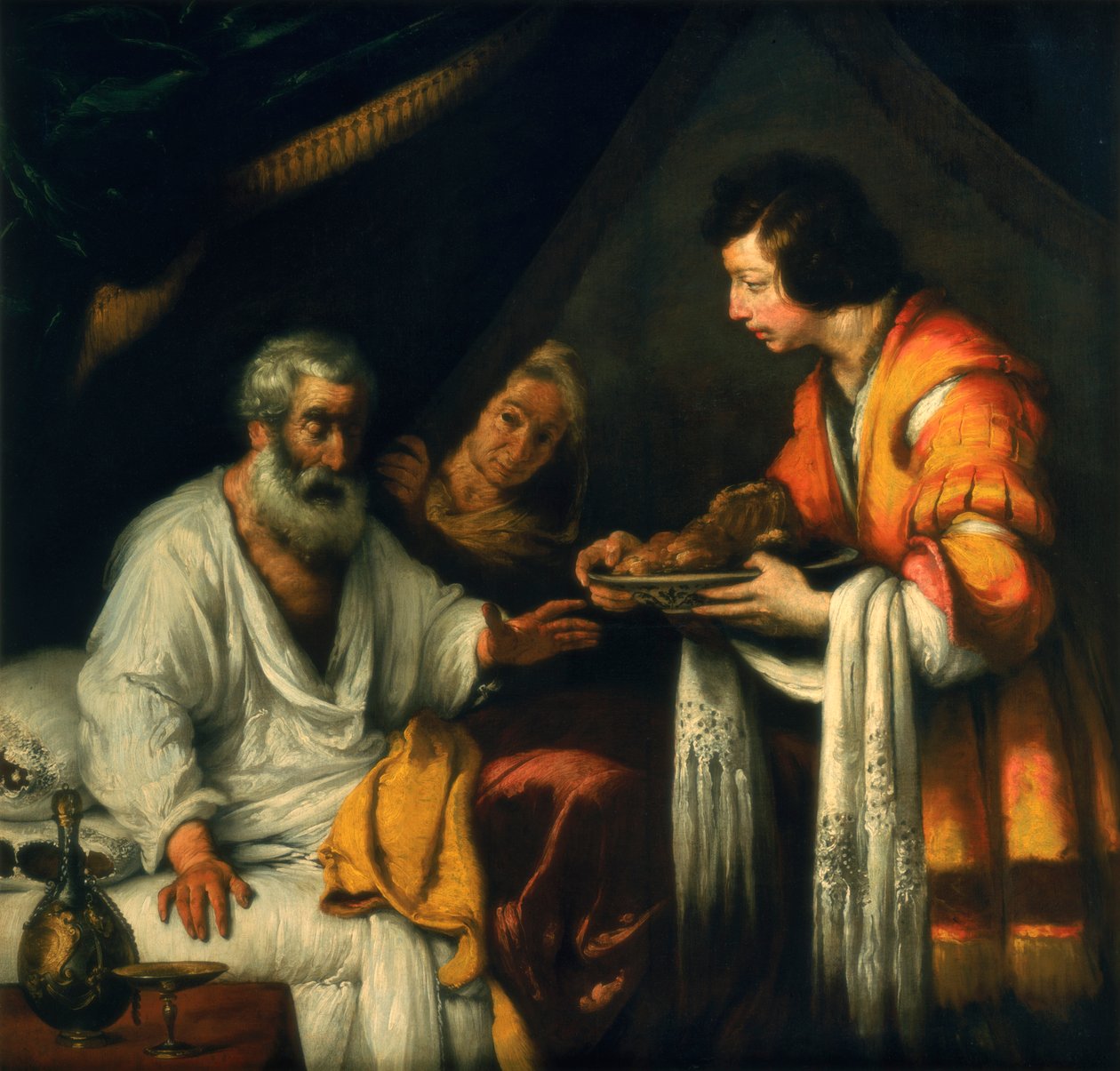 以撒祝福雅各布，十七世纪初 作者 贝尔纳多·斯特罗兹（Bernardo Strozzi）
