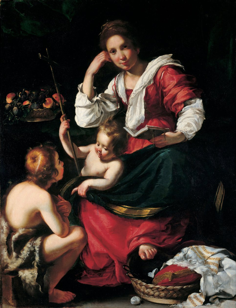 圣母子与圣婴约翰 作者 贝尔纳多·斯特罗兹（Bernardo Strozzi）