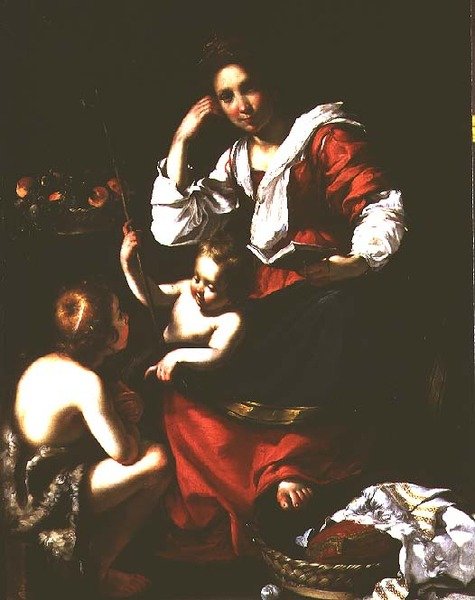 圣母子与施洗者圣约翰的婴孩 作者 贝尔纳多·斯特罗兹（Bernardo Strozzi）