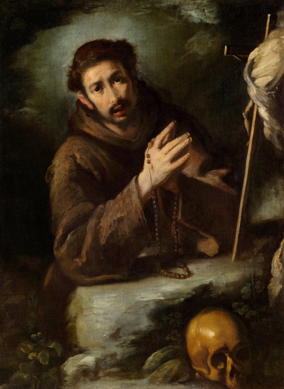 祈祷中的圣方济各 作者 贝尔纳多·斯特罗兹（Bernardo Strozzi）