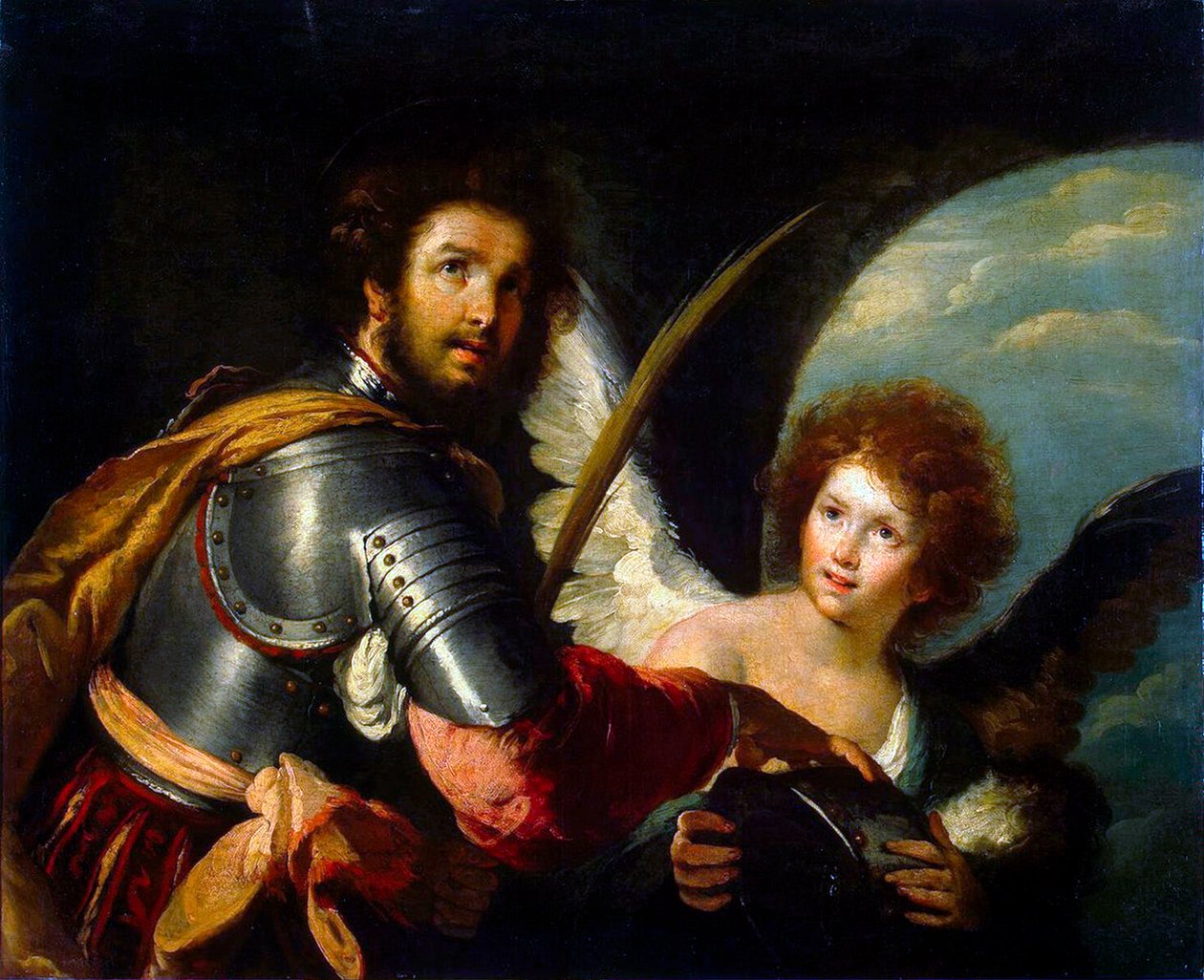 圣塞孔杜斯和天使》，约1640年。   作者 贝尔纳多·斯特罗兹（Bernardo Strozzi）