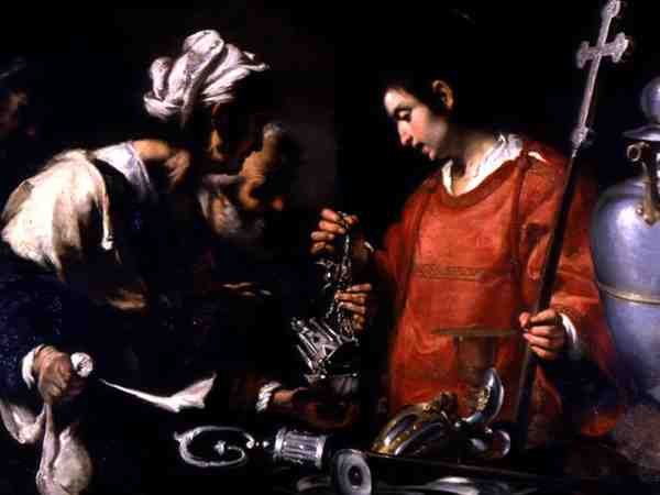 圣劳伦斯将他的财富分给穷人（布面油画） 作者 贝尔纳多·斯特罗兹（Bernardo Strozzi）