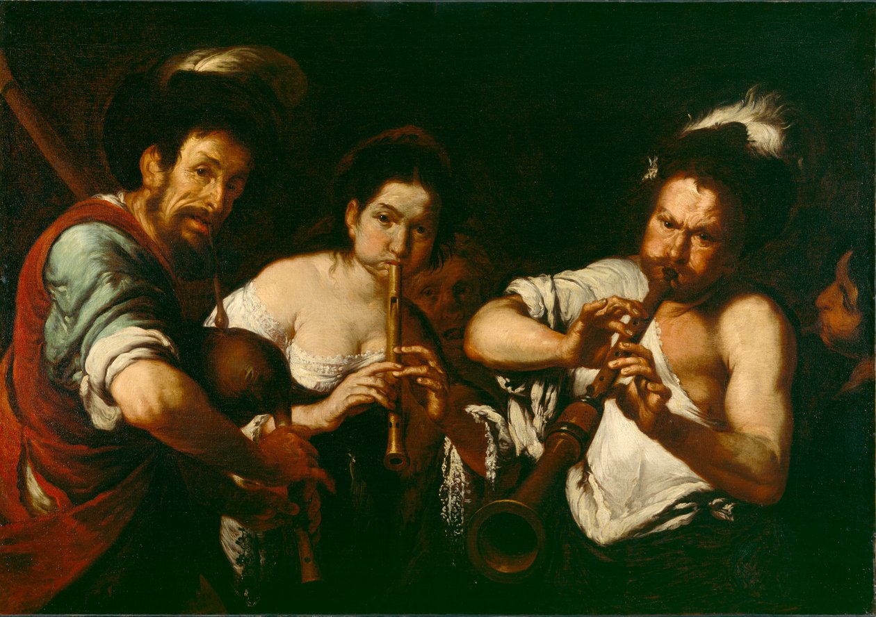 街头音乐家，c.1630 作者 贝尔纳多·斯特罗兹（Bernardo Strozzi）