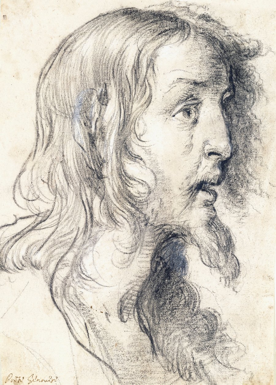 右边的基督头， 作者 贝尔纳多·斯特罗兹（Bernardo Strozzi）