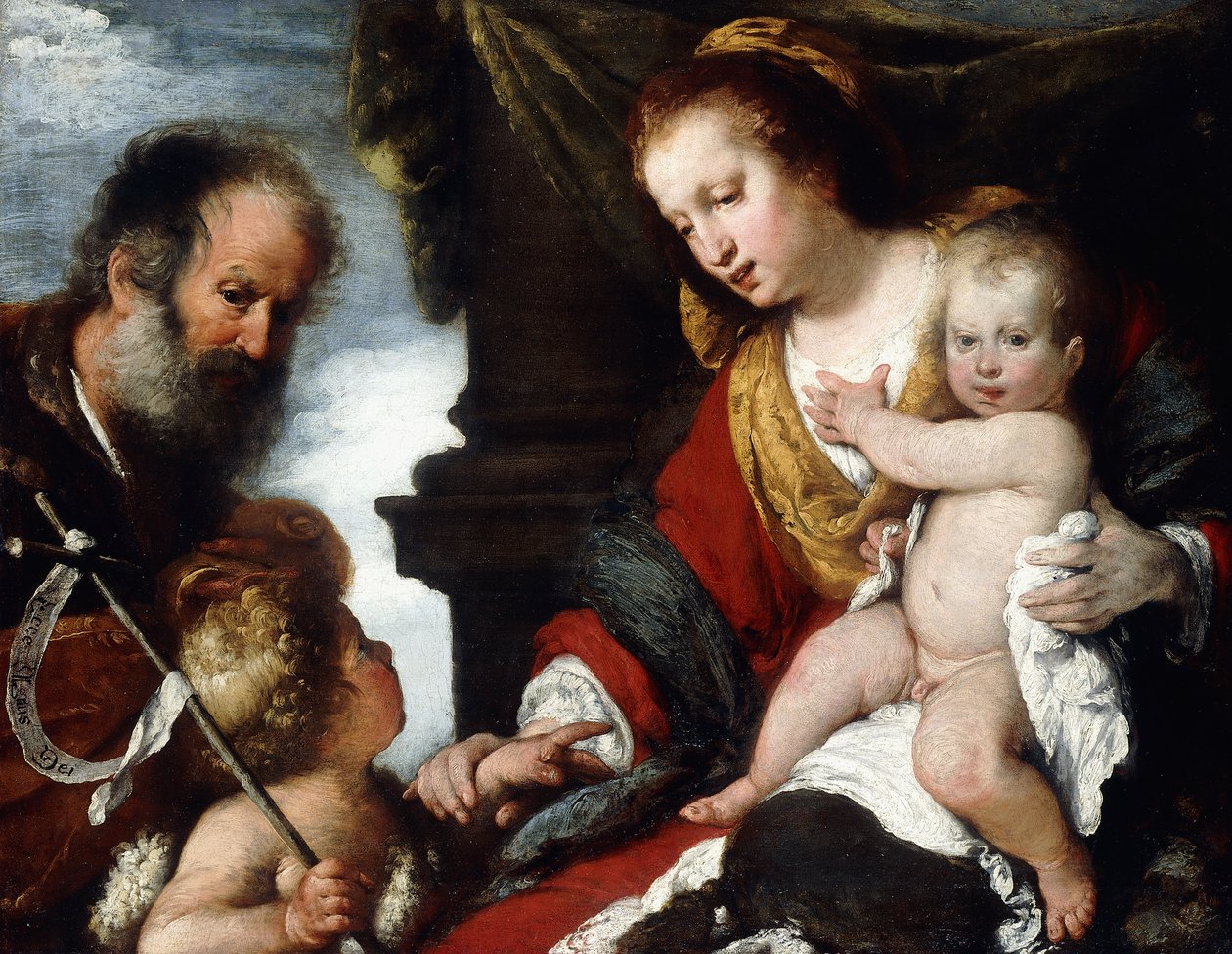 神圣家族与婴儿圣， 作者 贝尔纳多·斯特罗兹（Bernardo Strozzi）