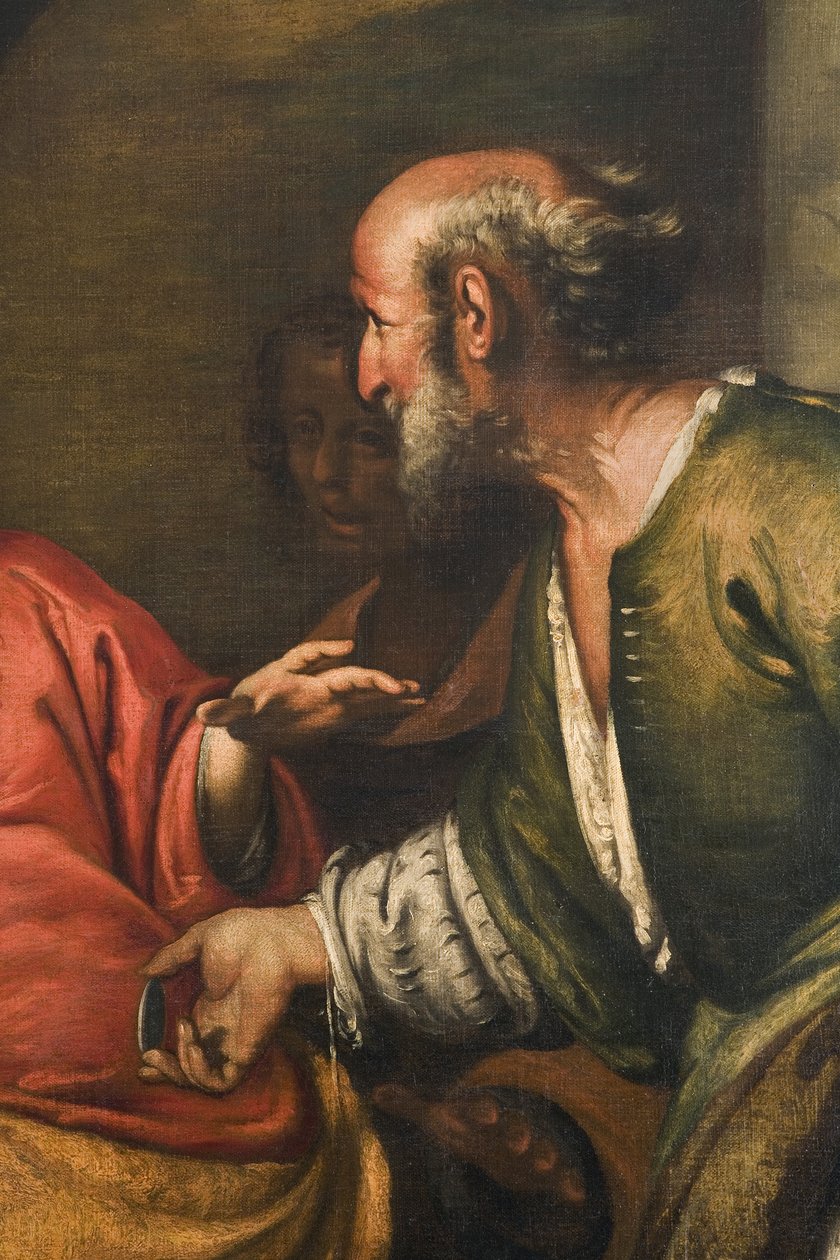 The Tribute Money，c.1631，3496129的细节 作者 贝尔纳多·斯特罗兹（Bernardo Strozzi）
