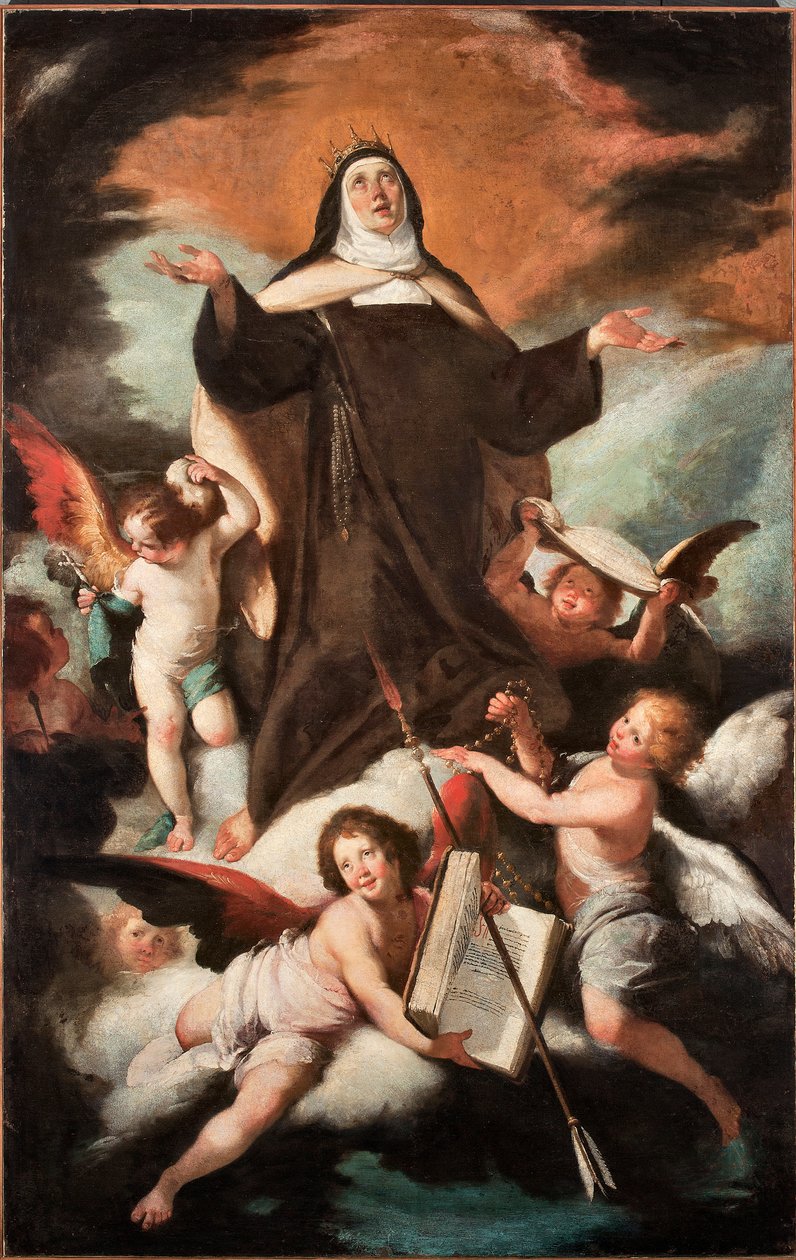 The Triumph of Saint Therese of Jesus or Avila (1515-1582), Spanish Mystic and Carmelite (Triumph of st Teresa of Avila) Painting by Bernardo Strozzi (1581-1644) 17th century - Genes Musei di Strada Nuova inv n PB 49 作者 贝尔纳多·斯特罗兹（Bernardo Strozzi）