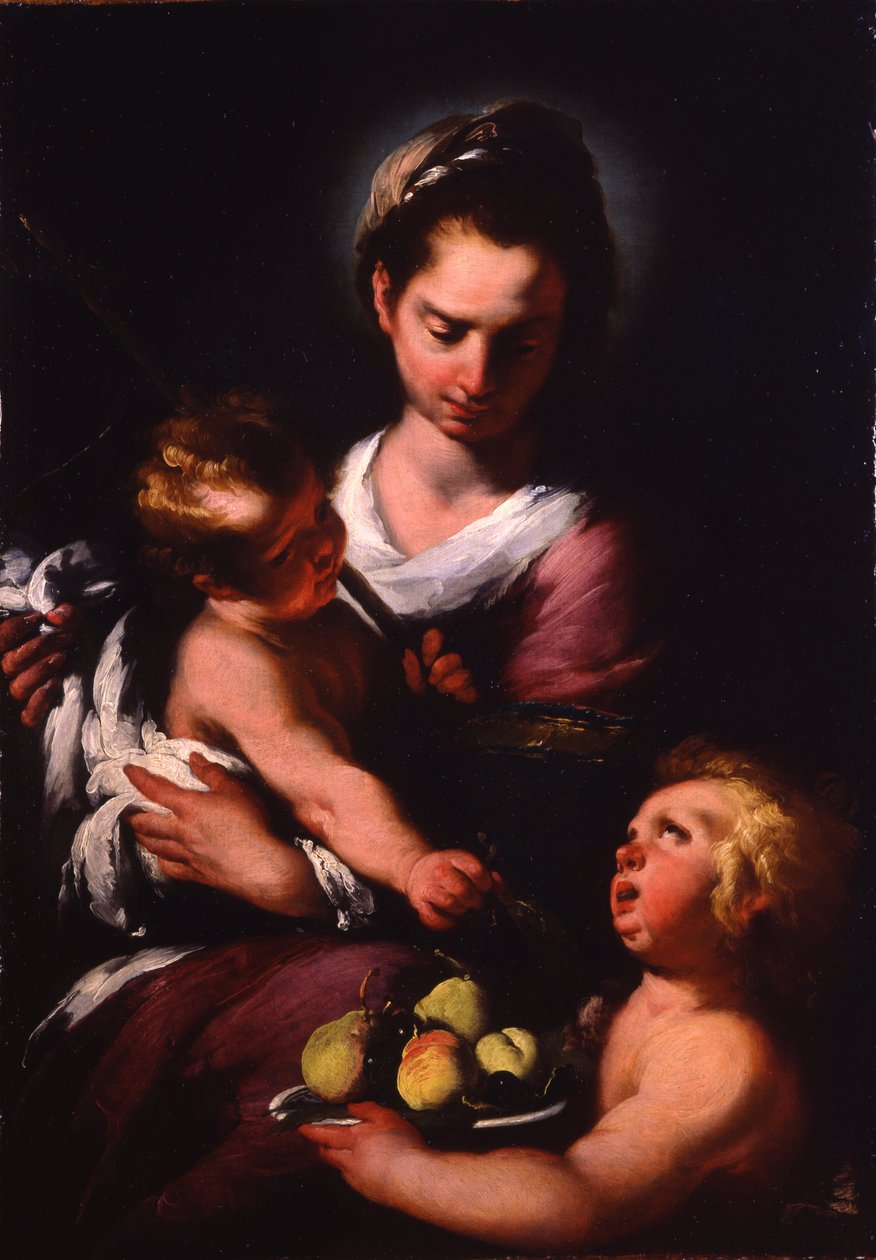圣母子与圣婴约翰 作者 贝尔纳多·斯特罗兹（Bernardo Strozzi）