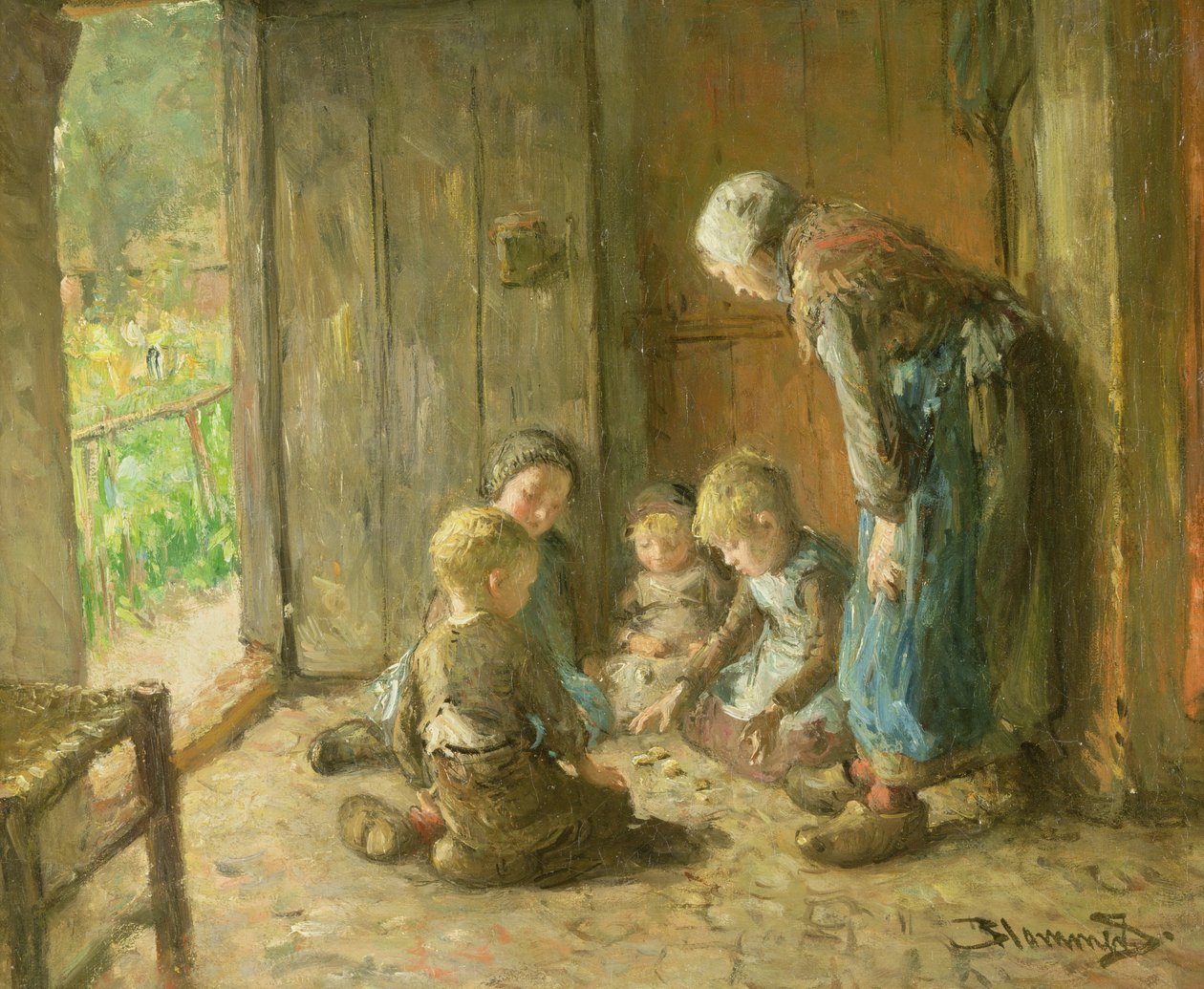 在Doorstep上玩杰克 作者 Bernardus Johannes Blommers或Bloomers