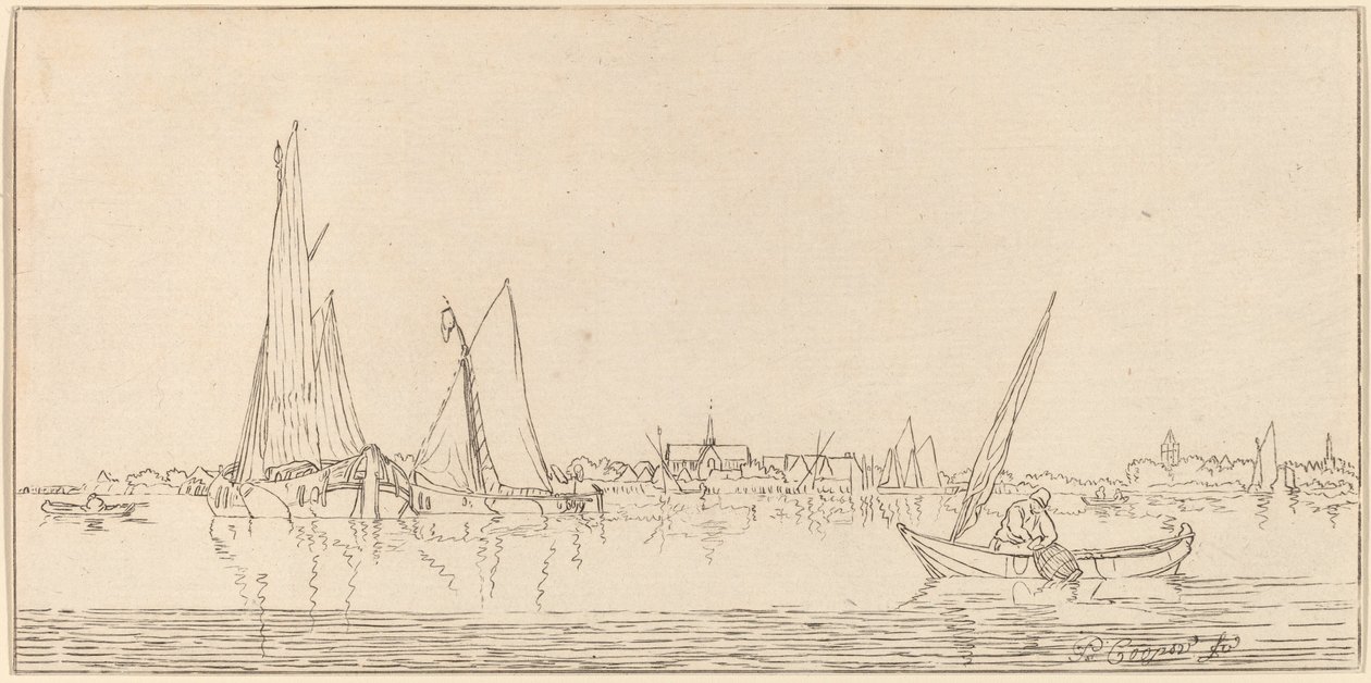 河流与城镇，1775年。 作者 伯恩哈德·施洛德