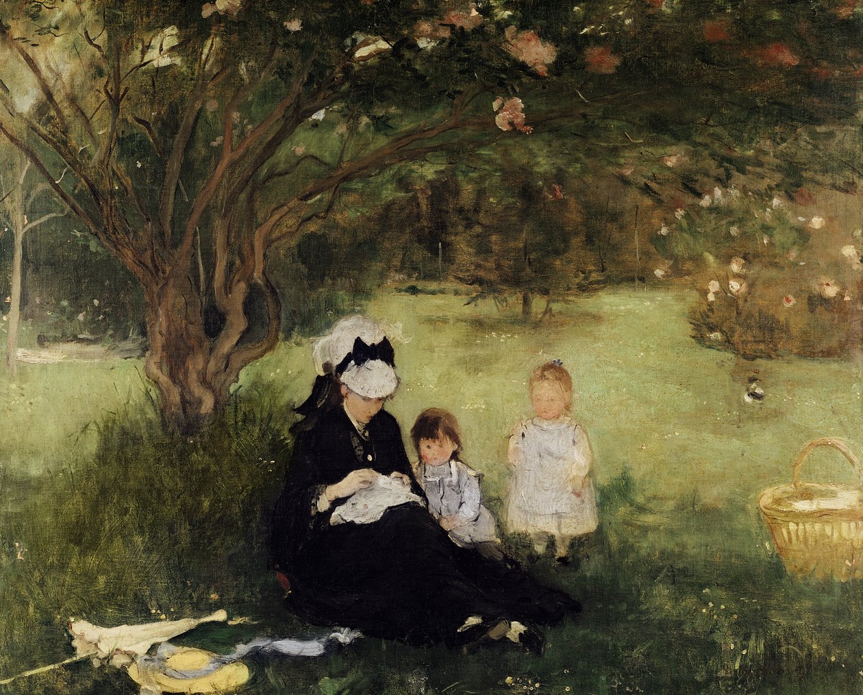 1874年在Maurecourt的丁香下面 作者 贝特·莫里索（Berthe Morisot）