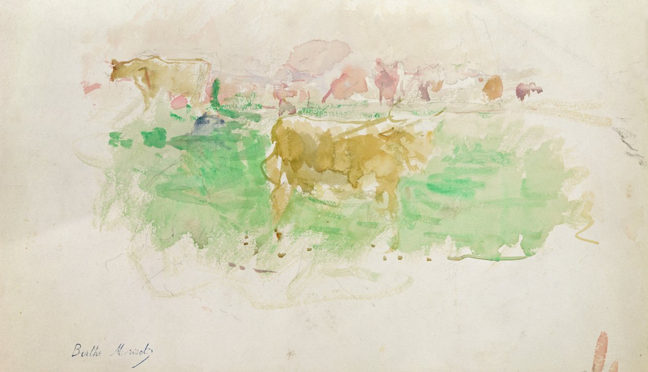 奶牛在诺曼底，1880年 作者 贝特·莫里索（Berthe Morisot）