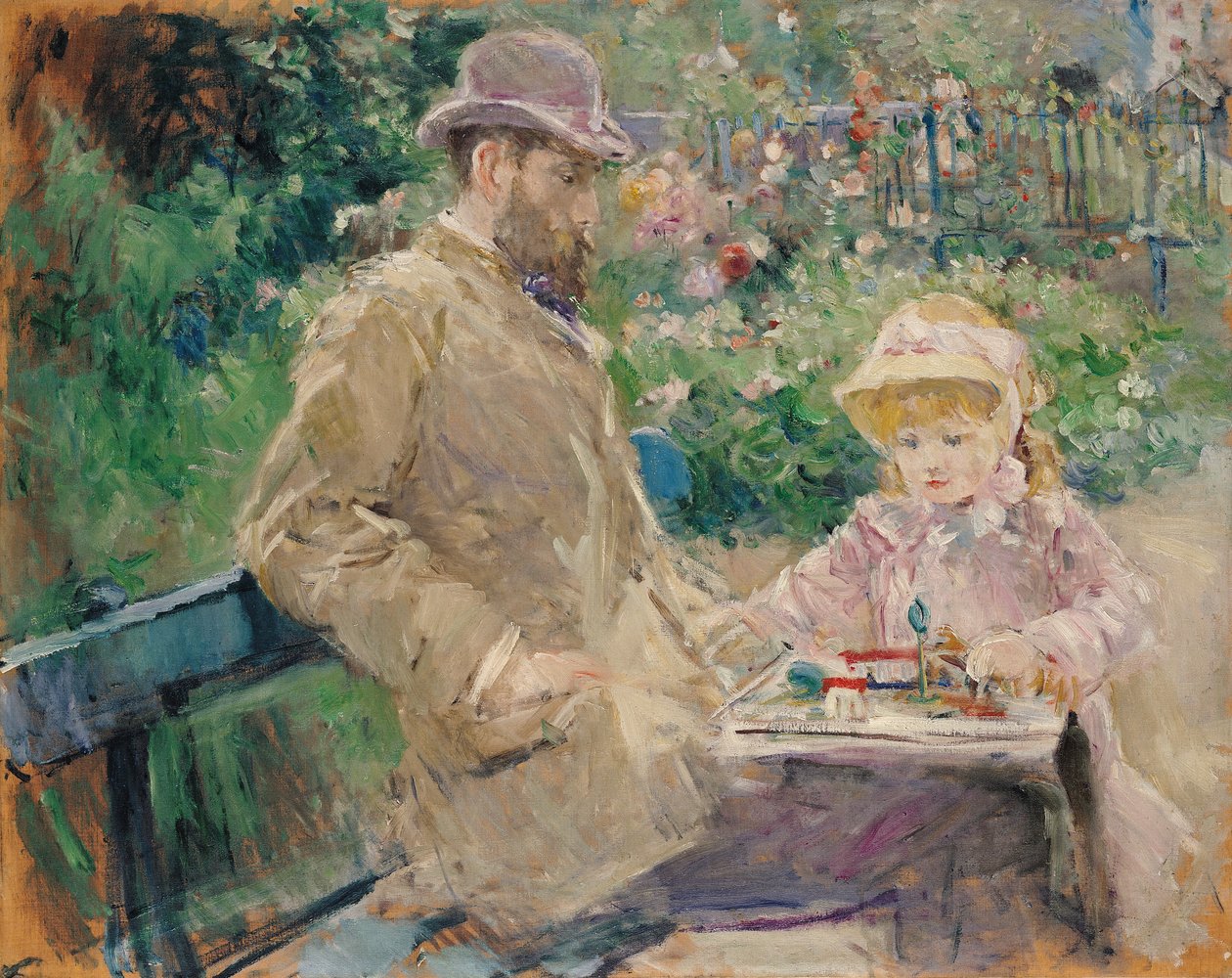 Eugene Manet（1833-92）和他的女儿在Bougival，c.1881 作者 贝特·莫里索（Berthe Morisot）