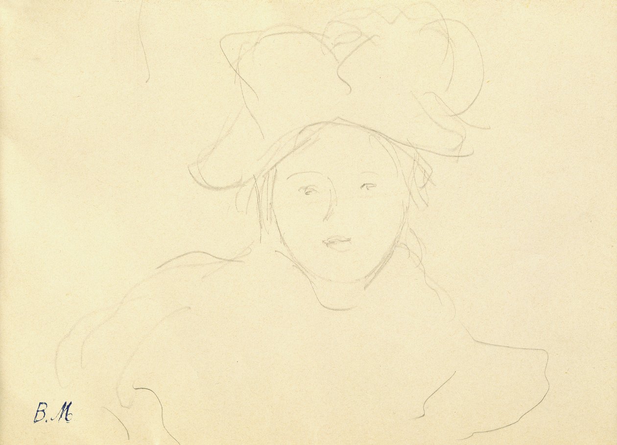 戴着帽子的女孩，1889年 作者 贝特·莫里索（Berthe Morisot）