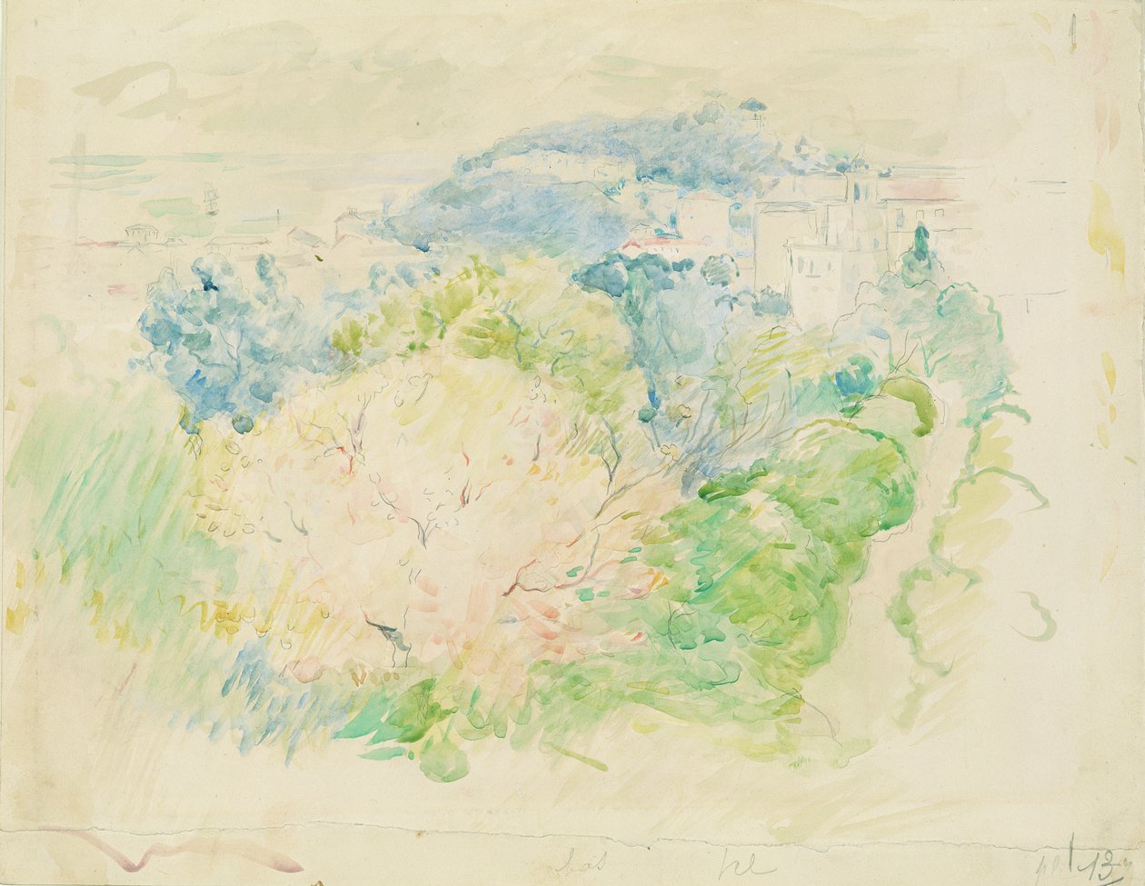 山与城堡，1888年 作者 贝特·莫里索（Berthe Morisot）