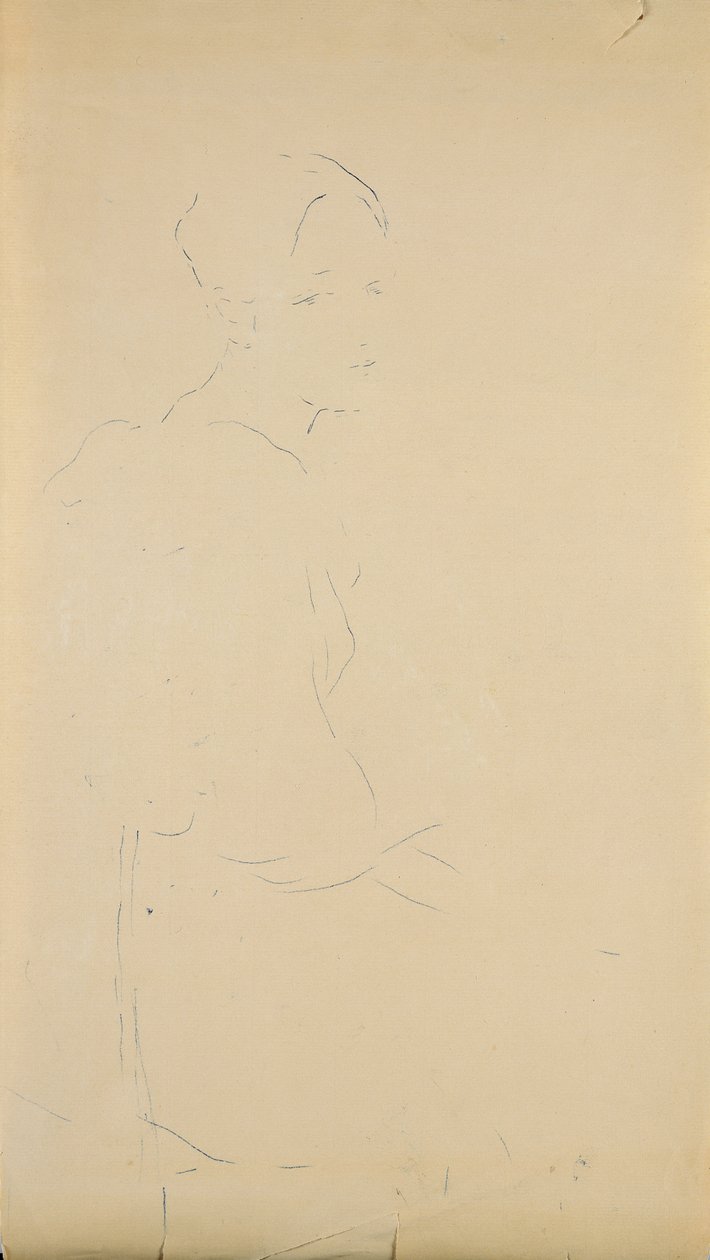 一个年轻的坐着的女人的配置文件，1887年（彩色铅笔在纸上） 作者 贝特·莫里索（Berthe Morisot）