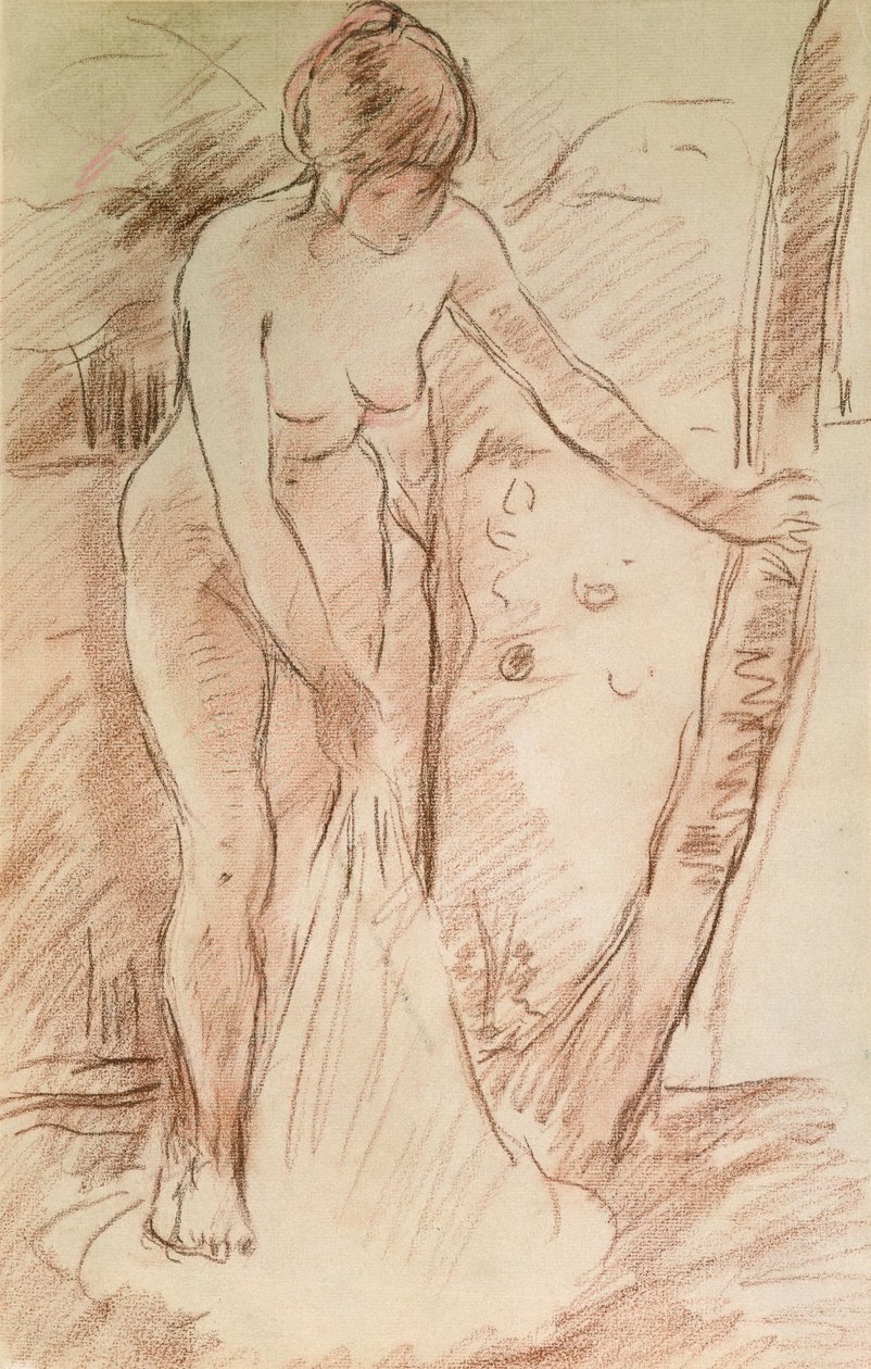站在沐浴者，1888年（在纸上乐观） 作者 贝特·莫里索（Berthe Morisot）