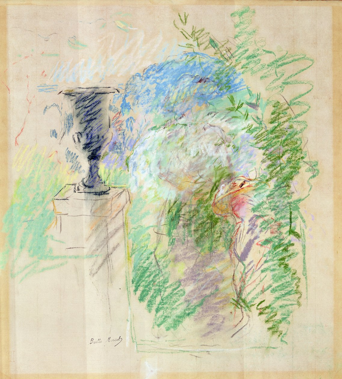 花瓶中的花瓶，1890年（纸上粉彩） 作者 贝特·莫里索（Berthe Morisot）