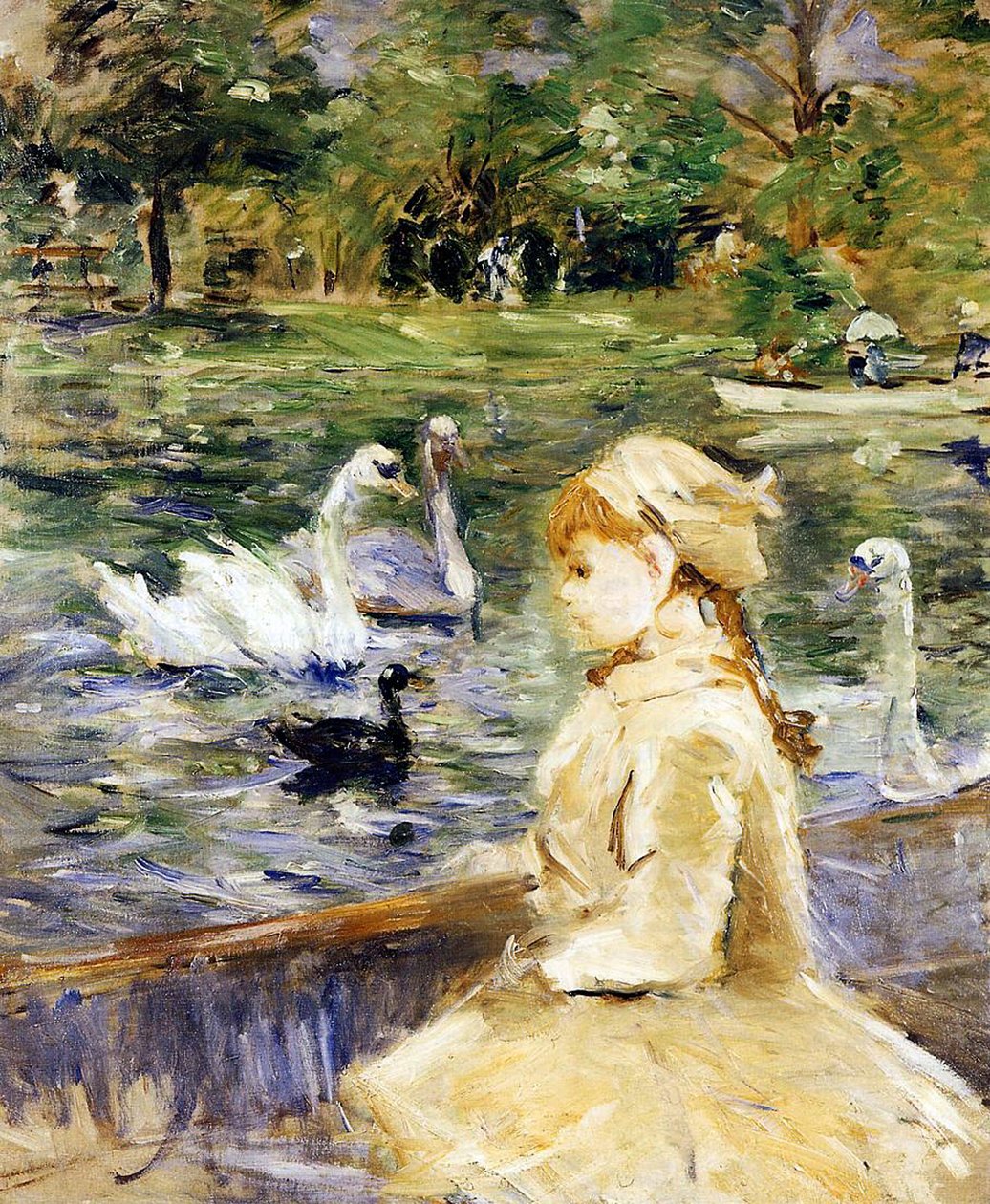 年轻女孩划船，1884年 作者 贝特·莫里索（Berthe Morisot）