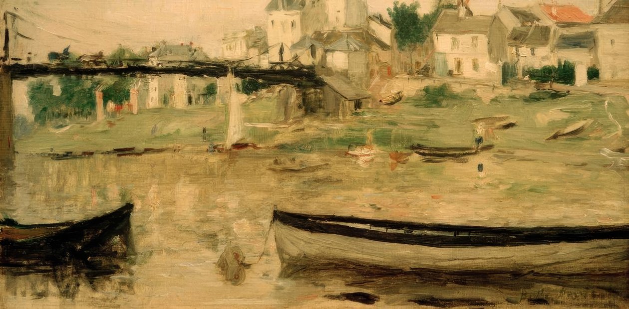 塞纳河上的船 作者 贝特·莫里索（Berthe Morisot）