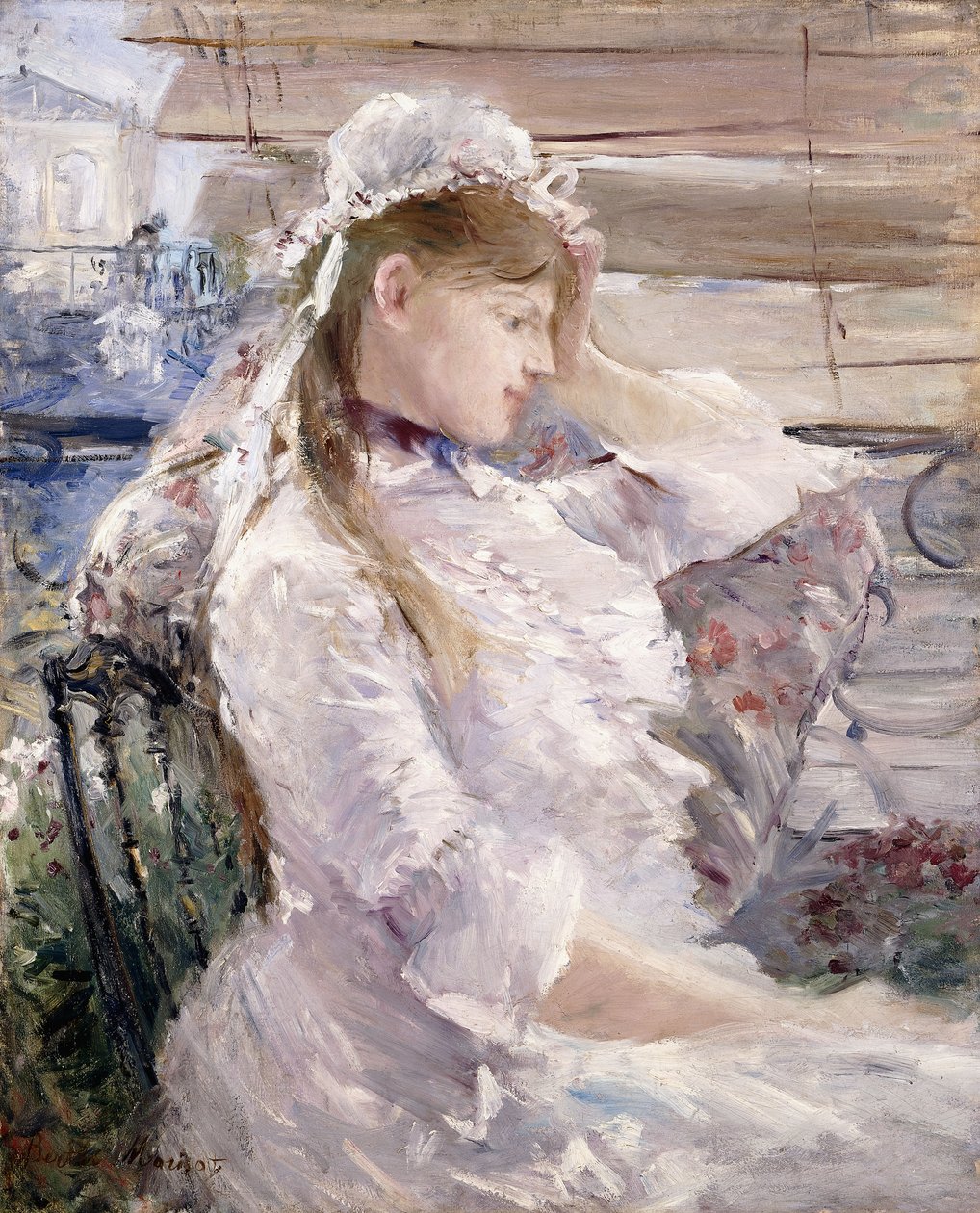 百叶窗背后，1879年 作者 贝特·莫里索（Berthe Morisot）