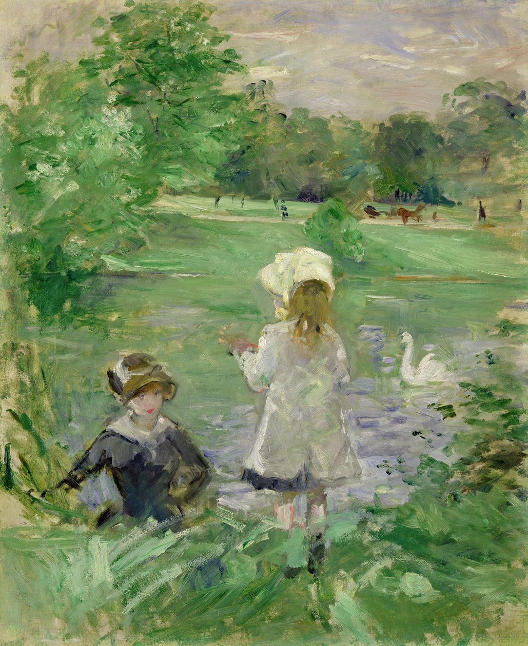 在湖边 作者 贝特·莫里索（Berthe Morisot）