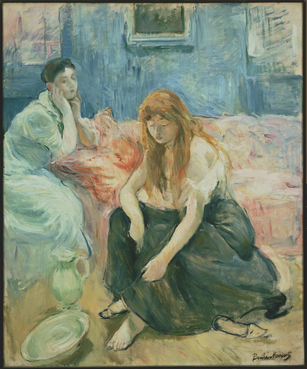 两名妇女在盥洗 作者 贝特·莫里索（Berthe Morisot）