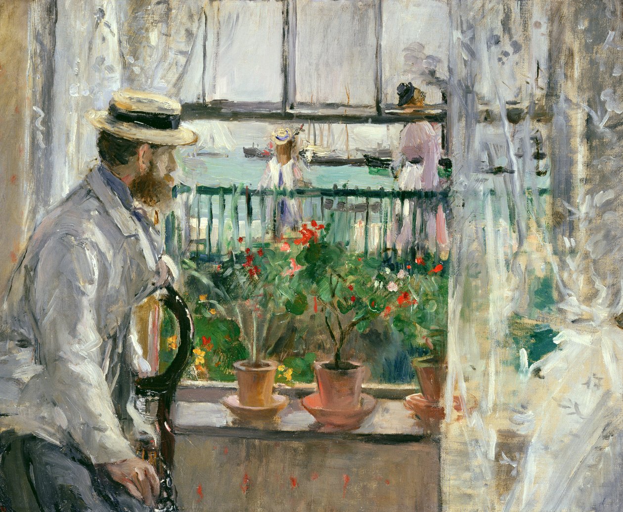 怀特岛上的尤金·马奈（Eugene Manet）（1834-92）（布面油画） 作者 贝特·莫里索（Berthe Morisot）