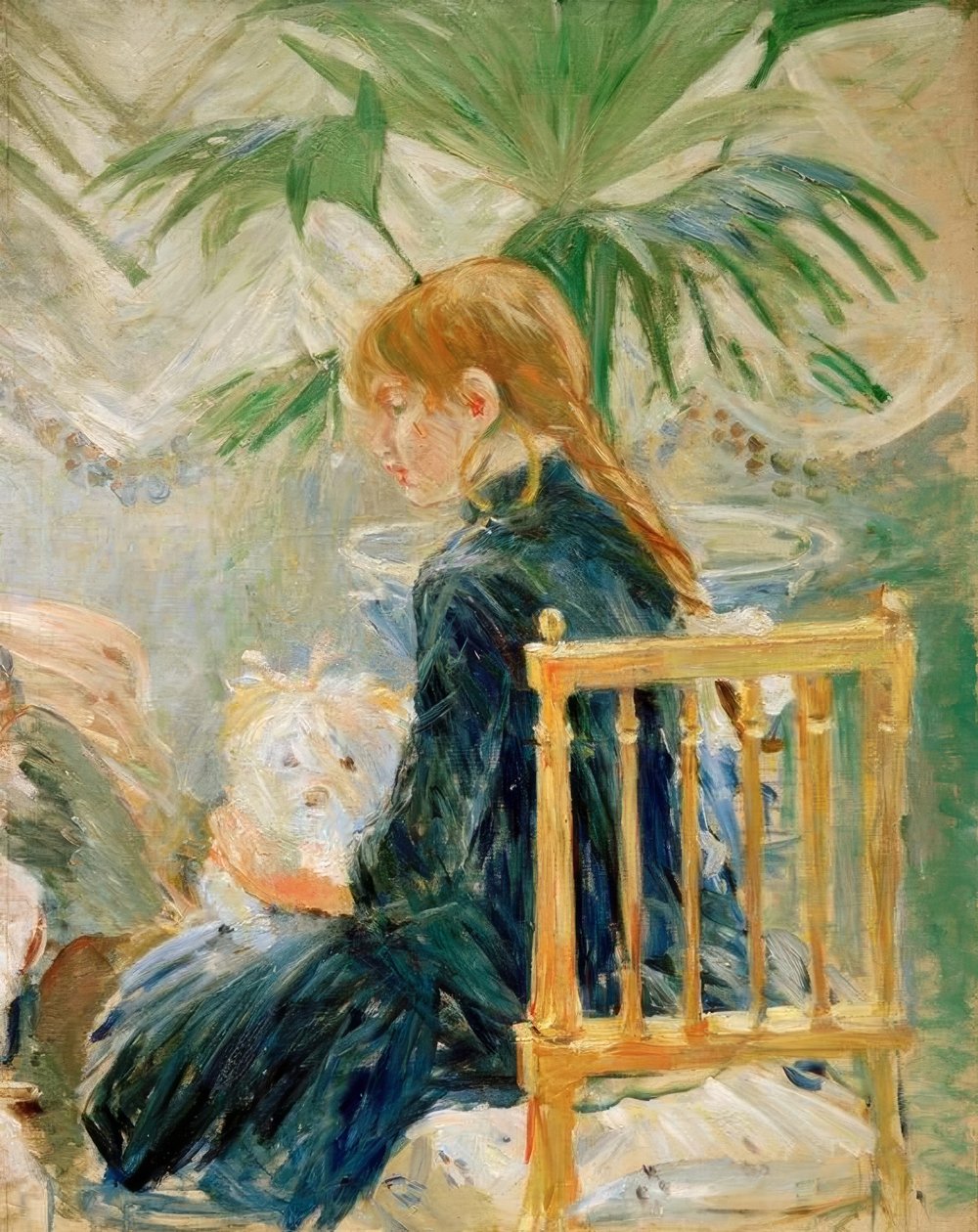 狗的女孩（第二个片段） 作者 贝特·莫里索（Berthe Morisot）