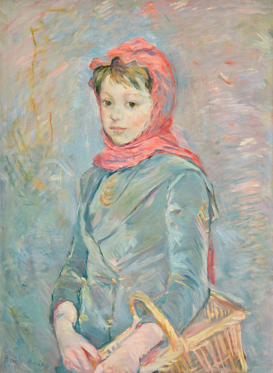 法语: Fillette portant un panier 作者 贝特·莫里索（Berthe Morisot）
