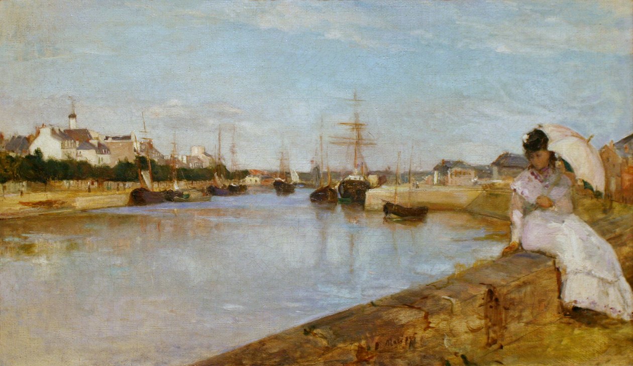 法文：Vue du petit port de Lorient 洛里昂港 作者 贝特·莫里索（Berthe Morisot）